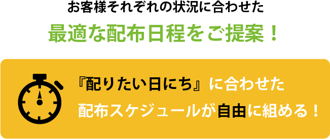 お客様それぞれの状況に合わせた最適な配布日程をご提案！